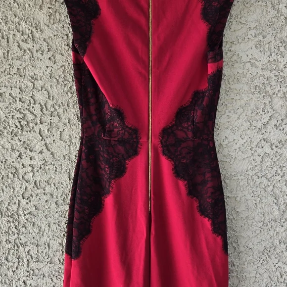 Erin Fetherston Red Black Lace Detail Sheath Dress - Picture 8 of 11